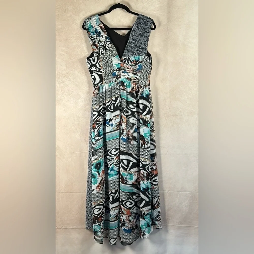 Harlyn Maxi Dress Mix Print Block Artsy Modern Romance Wedding Guest Party Med - Picture 10 of 16